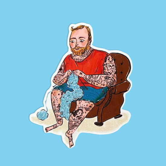 Tattooed Knitter Sticker by Jill Kittock