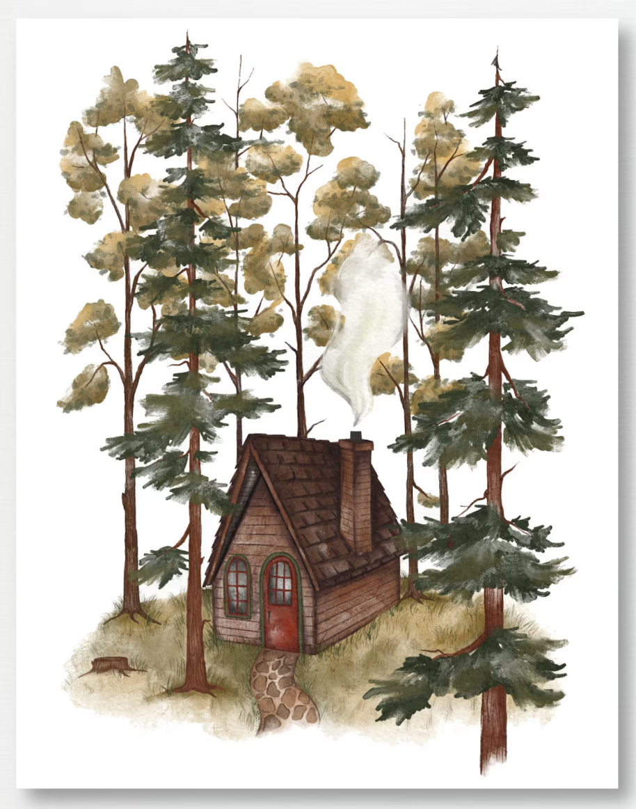 'Cozy Wooded Cabin' Print
