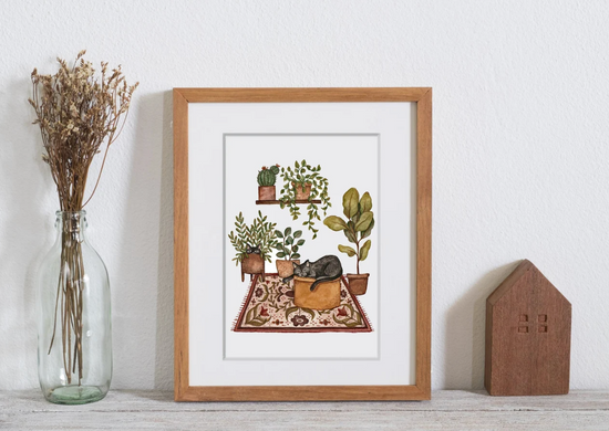 'Cats & Plants' Print