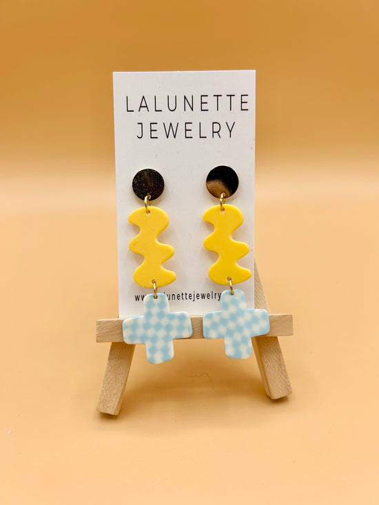 Squiggle + Checkers LaLunette Earrings