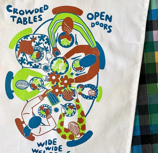 'Crowded Tables' - Tea Towel/Wall Hanging