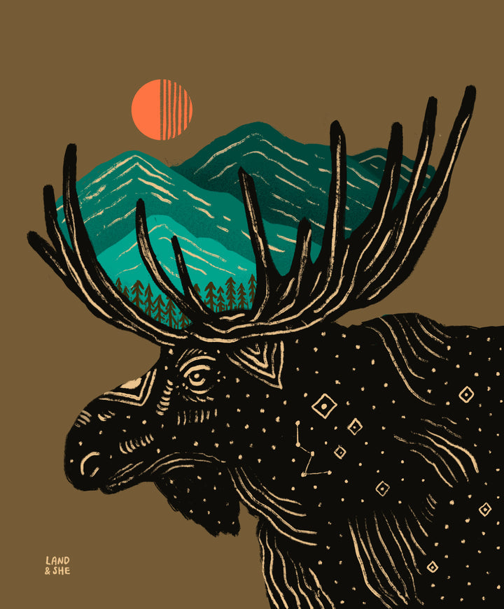 "Midnight Moose" 8x10 Illustration Print