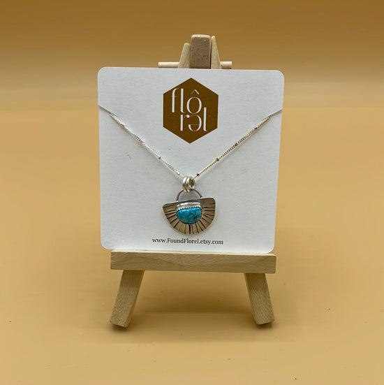 Turquoise Sunburst Pendant (with sterling silver)